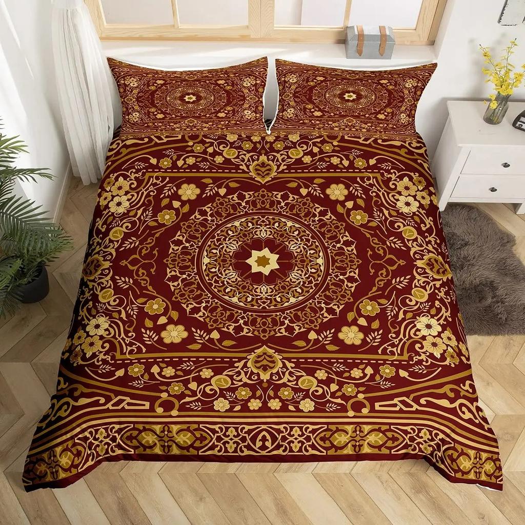 Племенной Цветочный Комплект Пододеяльника Богемный Геометрический Цветочный Комплект Постельного Белья Таинственная Индийская Абстрактная Сетка Пододеяльник Размер Twin King