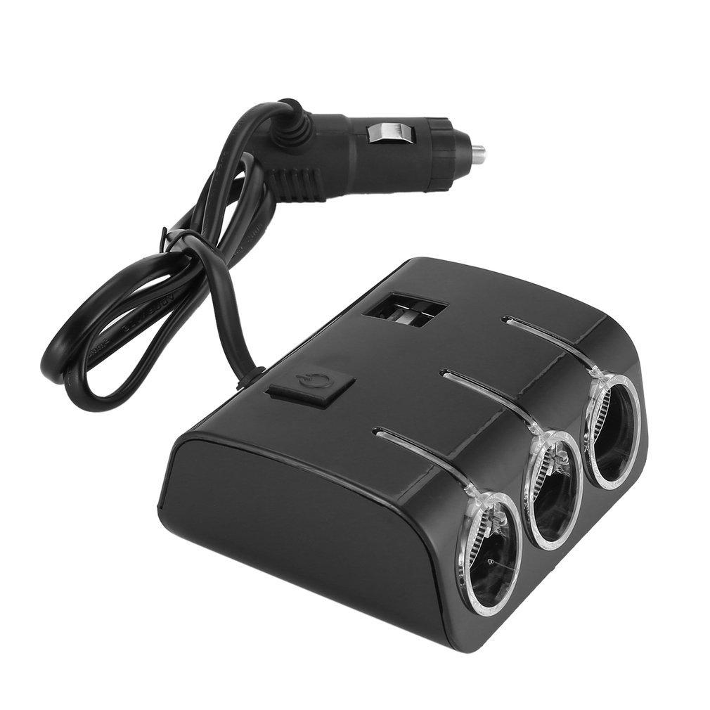 Car Cigarette Lighter One To Three Power Distributor, 60W Multifunctional Car Charger Dual USB Car Phone Charger Usb Hub