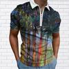 Men's Shirt Polo Casual Zip Short Sleeve Fashion Casual Zipper Summer Spring Regular Fit 3D Colorful Canvas Print Shirt