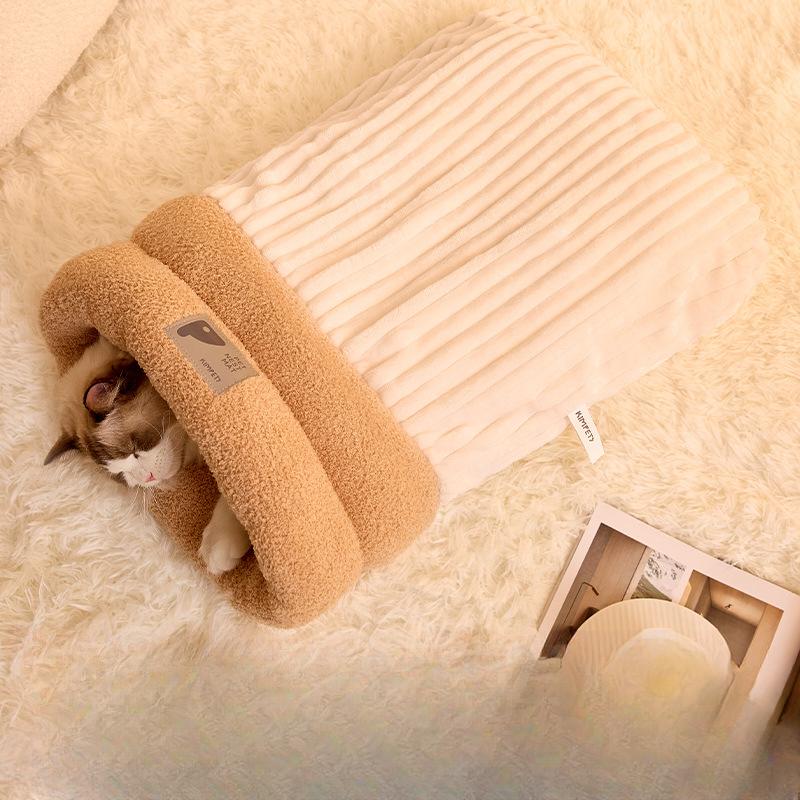 2026 Autumn and Winter Warm Cat Nest Sleeping Bag Drill Hole Closed Kitten Nest Safety Windproof Dog Nest Drill Quilt