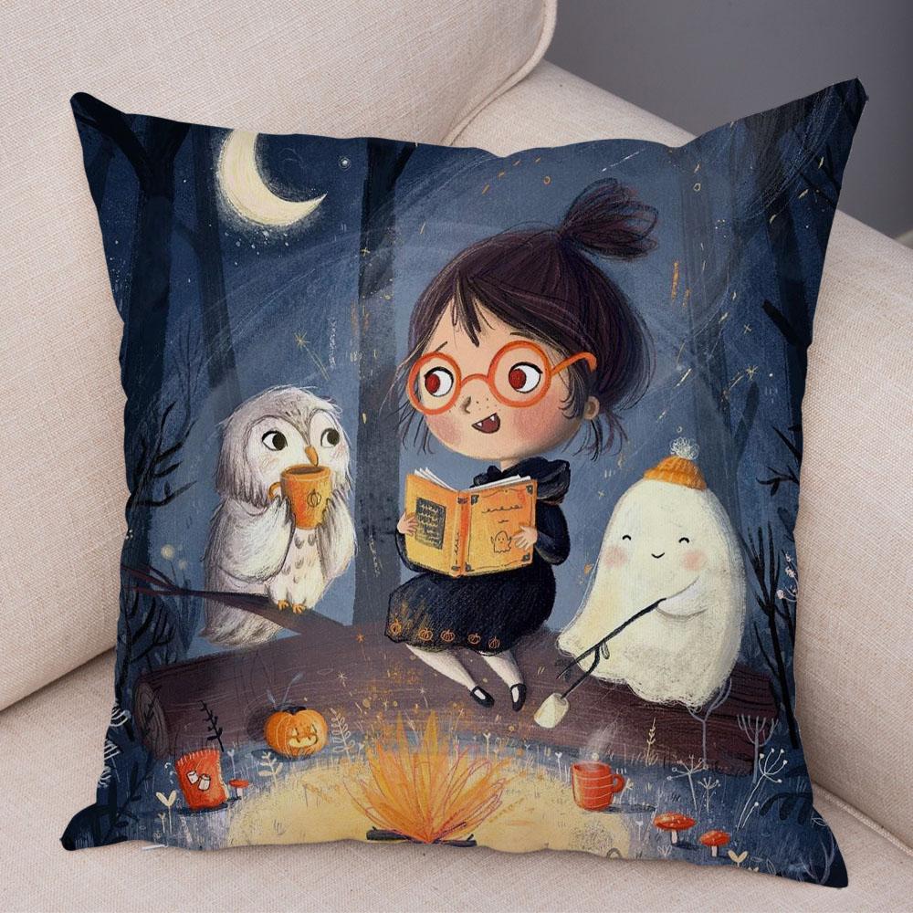 Super Soft Plush Pillow Case for Sofa Home Watercolor Cartoon Girl Cushion Cover Decor Fairy Tale World Lovely Child Pillowcase