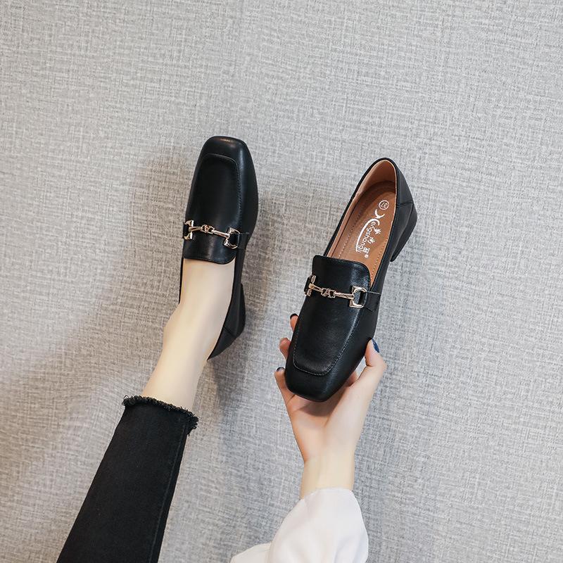 Туфли на толстом каблуке, женские летние новые туфли с мелким открытым носком и квадратным носком, на среднем каблуке, маленькие кожаные туфли в британском стиле, нежные женские туфли на высоком каблуке феи