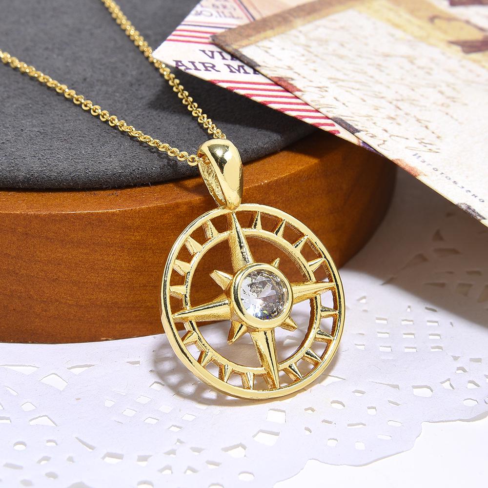 Ретро Медь Циркон Сердце и Звезда Луна Ожерелье Подвеска для Мужчин и Женщин