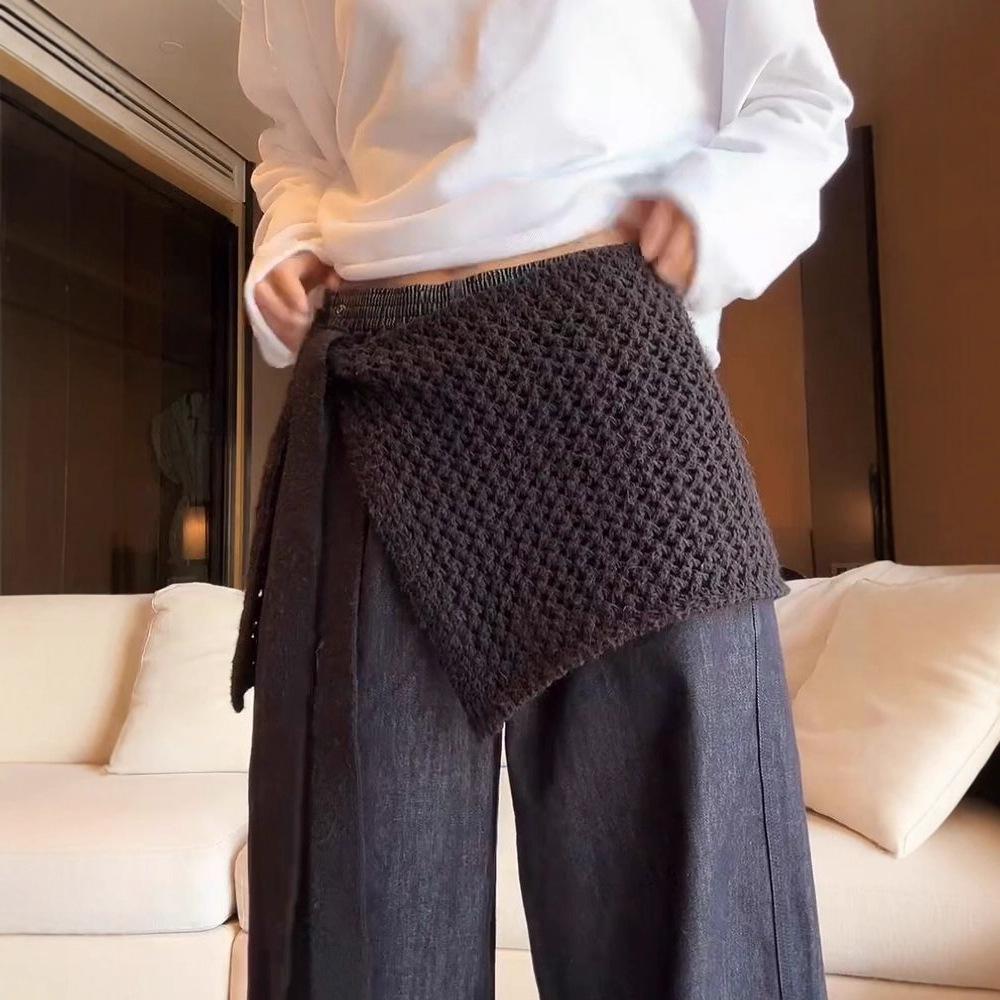 Женская летняя черная мини-юбка с шнуровкой, вязаная, с ажурным дизайном, 2025