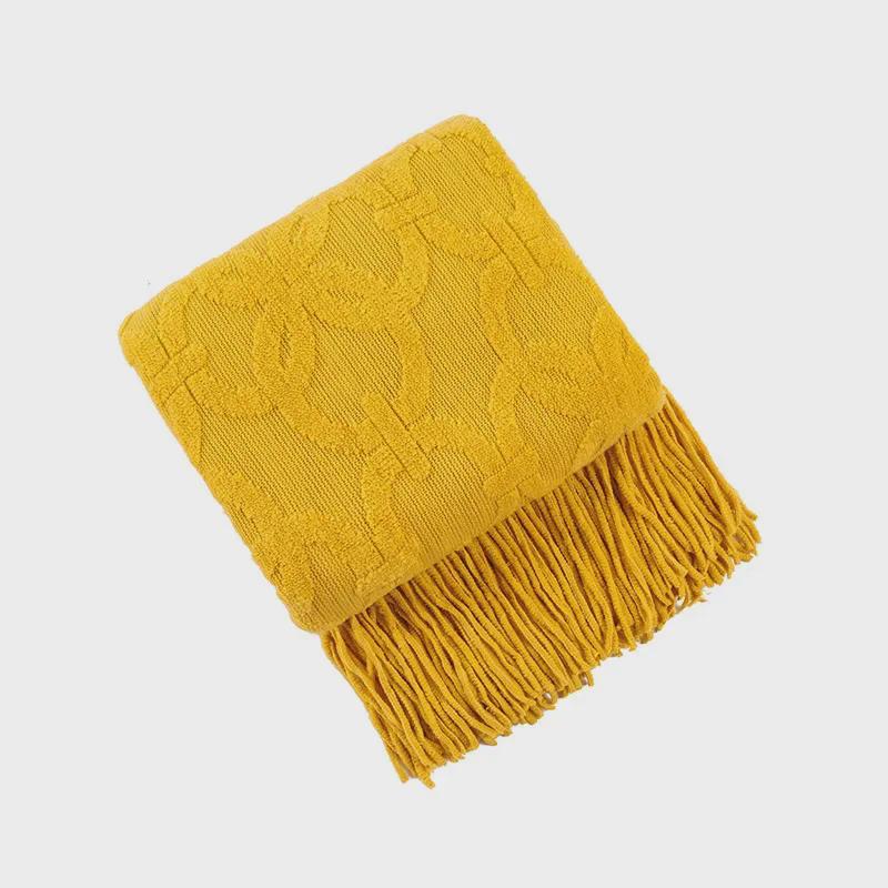 Вязаный жаккардовый плед в американском стиле для дивана, офиса, сна или путешествий