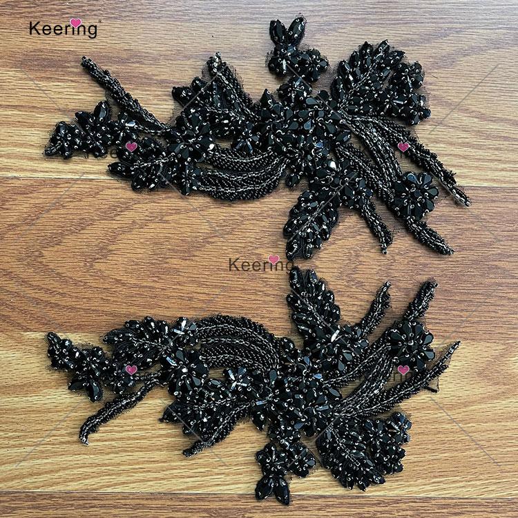 Customize Shoulder Charming Clear Crystal Beaded Bodice Rhinestone Applique Patch for Party Wedding Dress