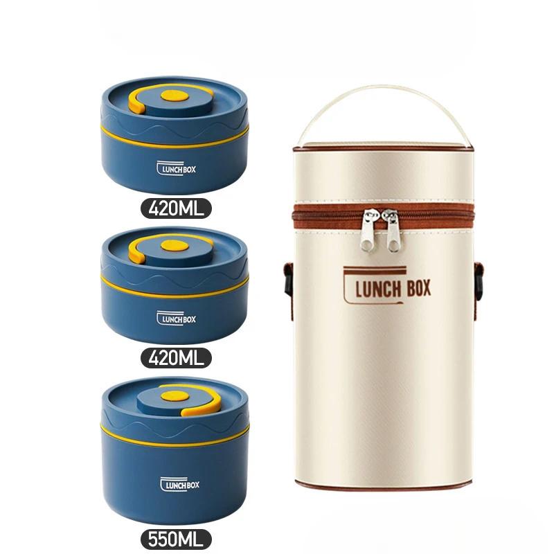 Thermal Insulated Bento Lunch Box and Bag, Thermos Lunchbox for Hot Food Containers Stainless Steel Meal Prep Airtight Container