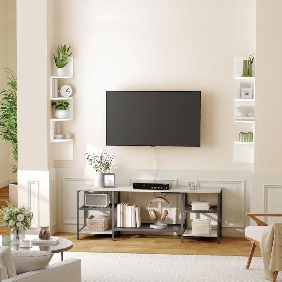 Floating Corner Shelf Wall Mounted 4-Tier 5-Tier Corner Zigzag Shelf Radial Wall Floating Shelf for Home Office Living Room Bedroom