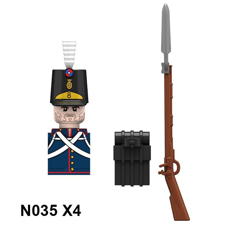 4pcs Military Building Blocks Medieval Knights Duke Marshal Figures Napoleonic Wars Weapons Sword Flags Shoulder Armor Cape Brick MOC