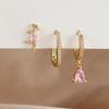 3PCS/Set Fashion Waterdrop Shape Zircon Hoop Earrings For Women Delicate Triangle Shaped Flower Stud Earrings Piercing Jewelry