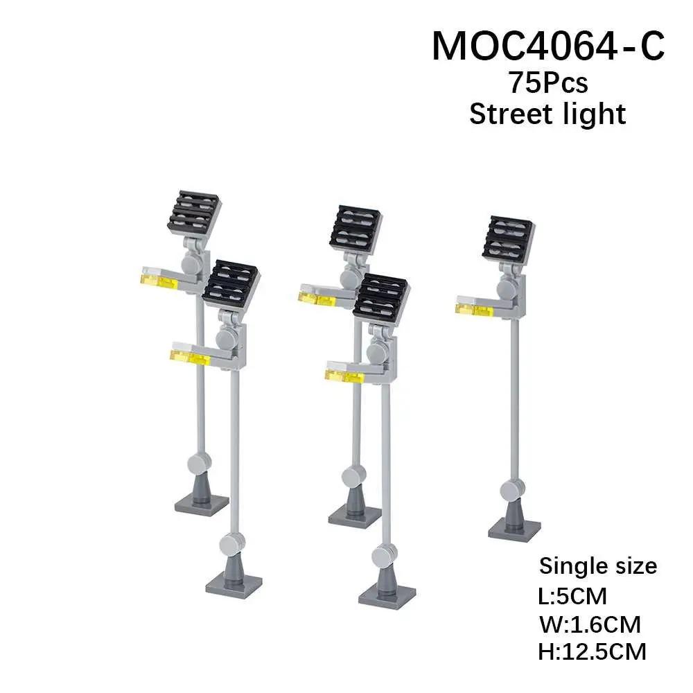 City Street Series Building Blocks Accessories Rail Transit Train Signal Light Railings Brick Toilet Flower Bed Phone Box Toy