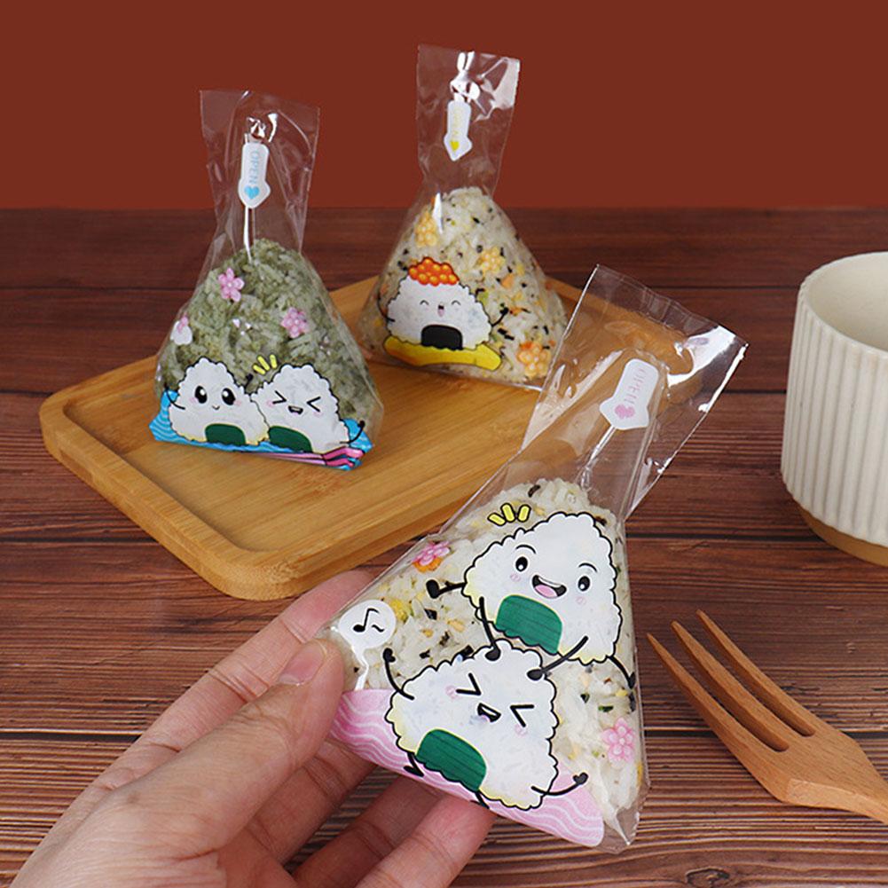 100 шт. Милый мультяшный японский треугольный рисовый шарик одноразовый пакет обертки нори аксессуар для суши E8E2