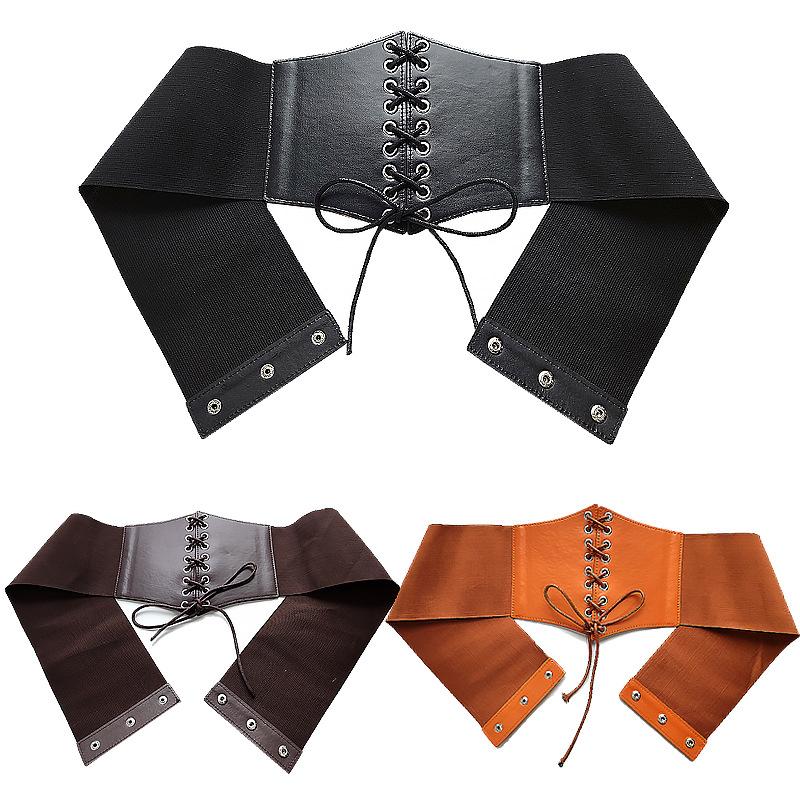 Женский эластичный пояс на талию Широкий кожаный пояс для ношения с платьем Женский пояс Черный пояс на талию Женский универсальный модный пояс