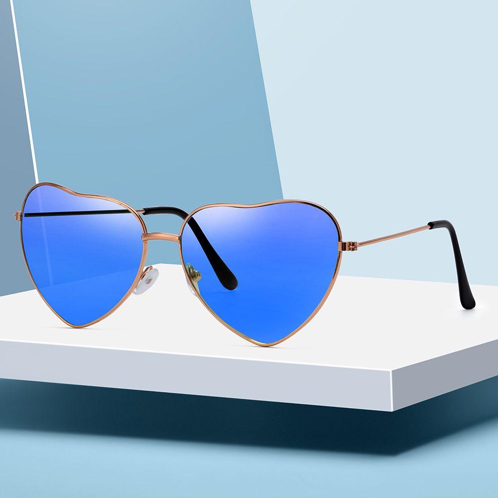 Fancy Dress UV 400 Outdoor Goggles Gradient Metal Frame Sun Glasses Heart Shaped Sunglasses