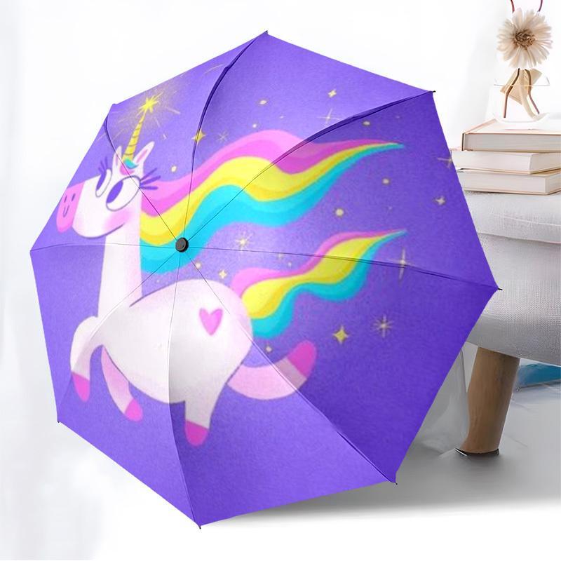 1pc Unicorn, Rainbow Automatic Open/Close Umbrella, Folding Compact Umbrella with Lightweight Design for Women/Men yy251028163