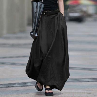 Женская лоскутная повседневная свободная юбка с карманами, джинсовая однотонная юбка