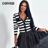 Женская осенне-зимняя новая одежда в полоску с длинным рукавом и V-образным вырезом, элегантный топ