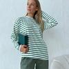 Уютные свободные футболки с длинным рукавом в полоску для женщин, осенние базовые повседневные хлопковые топы с круглым вырезом, блузка в уличном стиле
