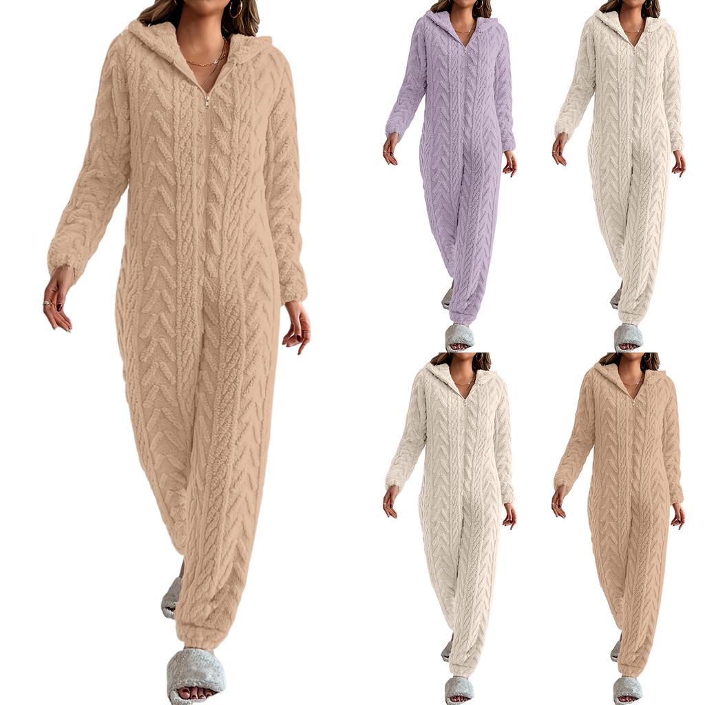 Женская мода однотонная домашняя одежда плюшевая удобная цельная пижама