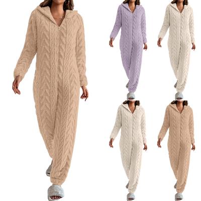 Женская мода однотонная домашняя одежда плюшевая удобная цельная пижама