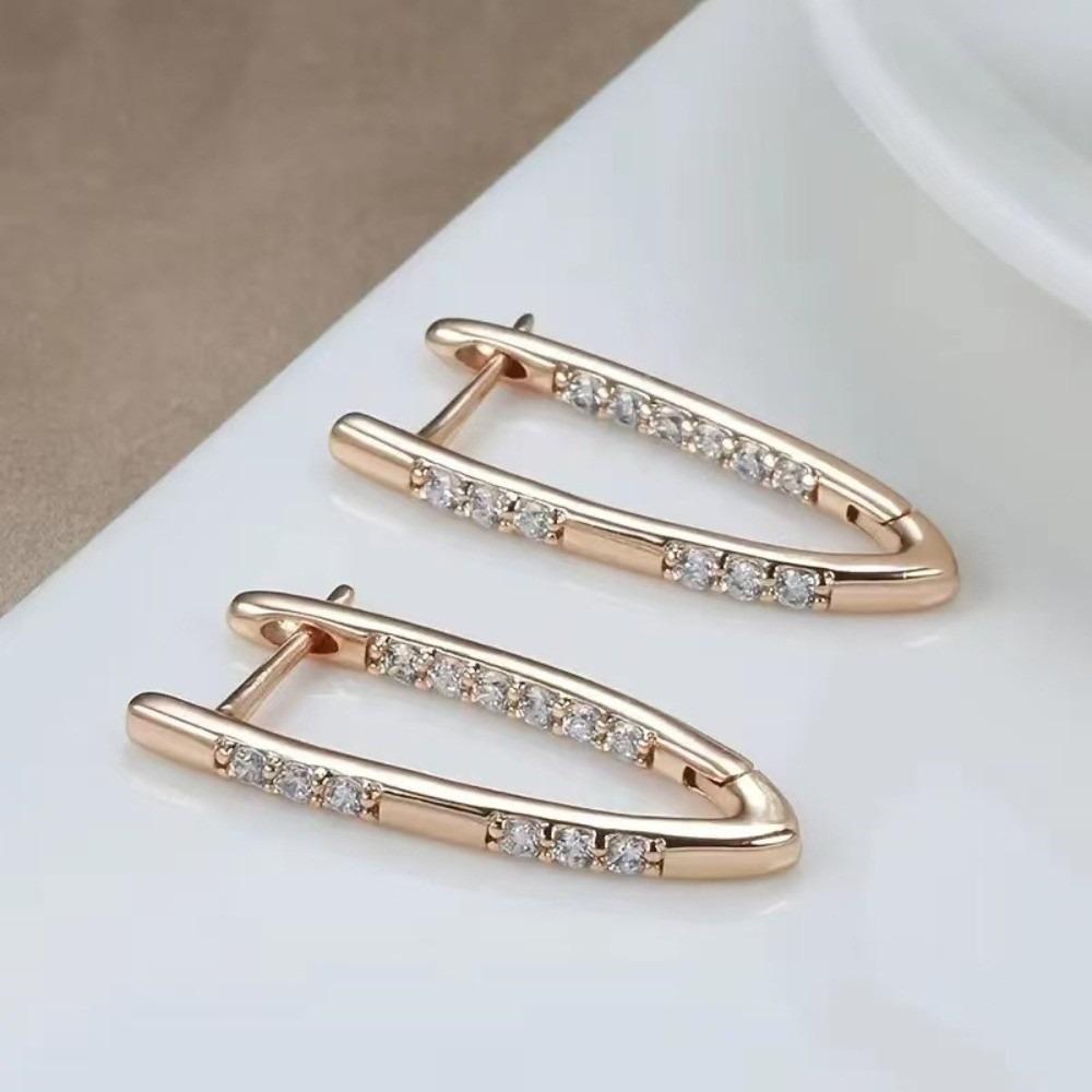 Trendy Accessory Zirconia Earrings V-Shaped Geometry Earrings Dangle Earrings Jewelry Accessory
