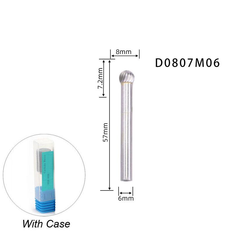 Карбид вольфрамовый вращающийся напильник борфреза инструменты для резьбы шаровая фреза с одним режущим инструментом гравировка с ЧПУ для металла 6 мм 1/4 хвостовик