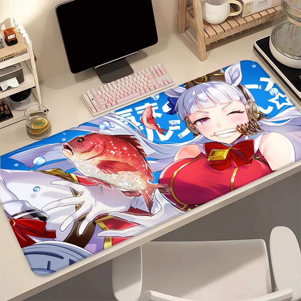 Большой игровой коврик для мыши Umamusume Pretty Derby Золотой Корабль Прошитый край Резиновая основа Настольный коврик для ПК Ноутбука Игрока Аксессуары для Киберспорта