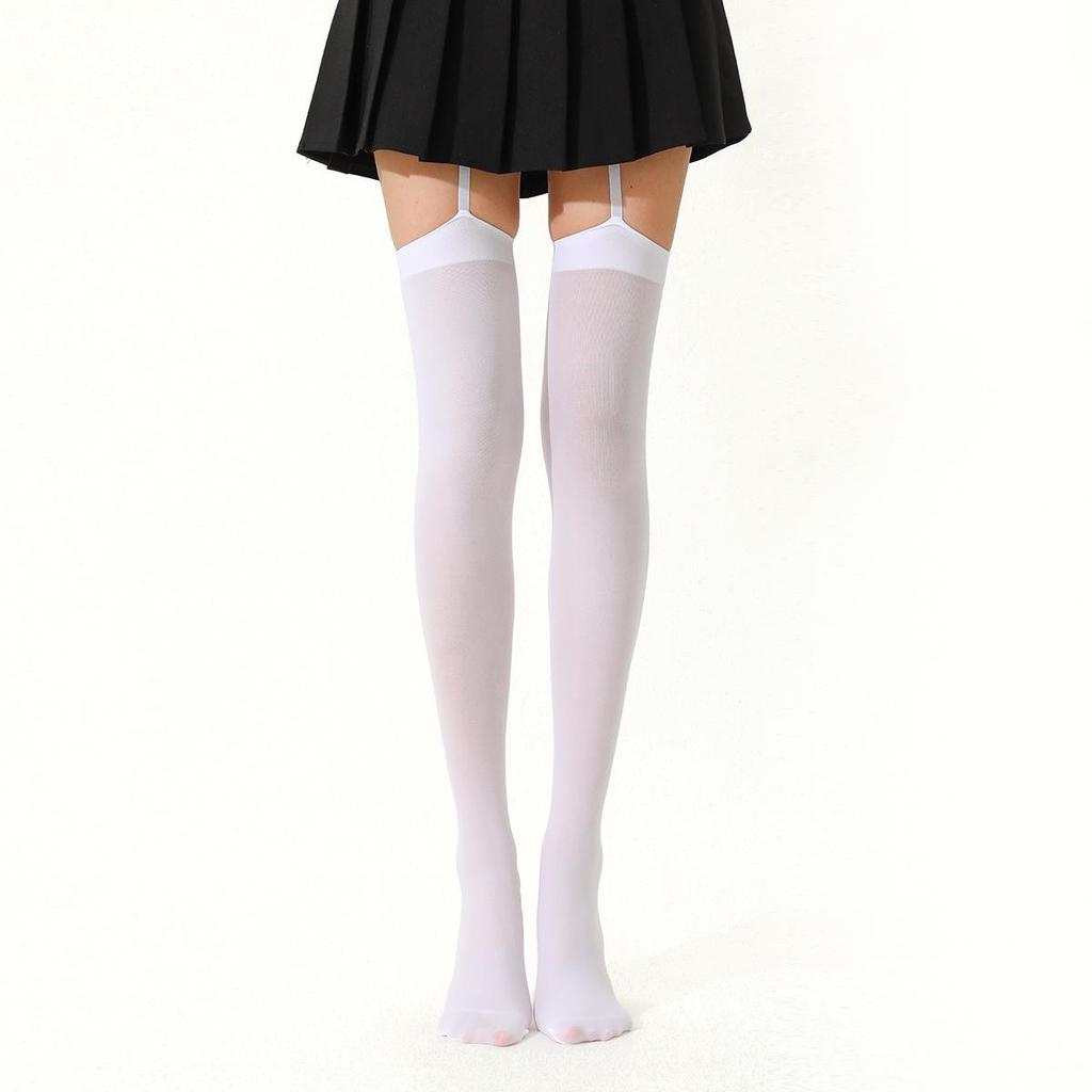 «Персонализированные бархатные чулки до бедра в черно-белом стиле в студенческом стиле»