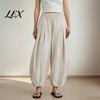 Lightweight Balloon Trousers Women Wide Leg Barrel Pants, Casual High Waisted Pleated Palazzo Pants Trousers, Solid Color Baggy Soft Lounge
