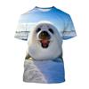 Summer Men Fun Cute Animal Seal 3d Printed T-Shirt Fashion O Collar Short Sleeve Loose Personality Breathable Plus Size Tops
