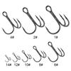 50PCS/Set Durable Sharpened Barbed Hooks Treble Jig Fishing Tackle Fishhooks High Carbon Steel