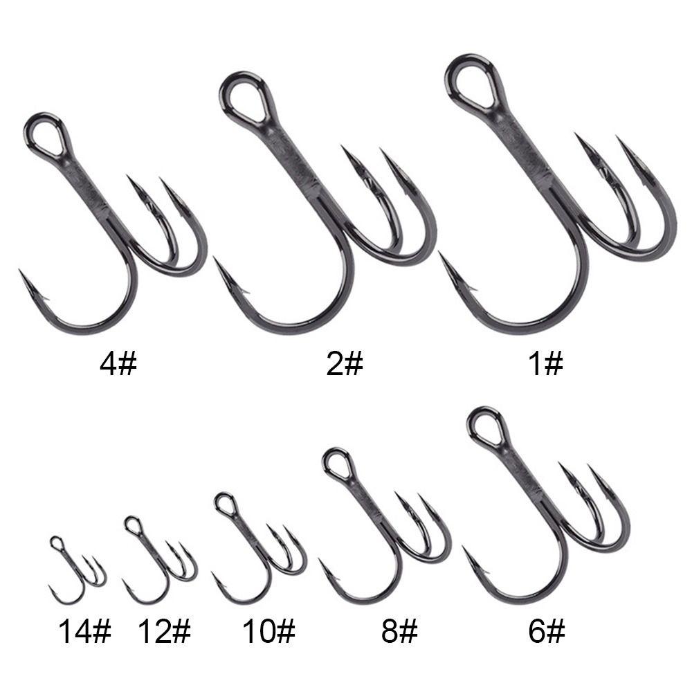 50PCS/Set Durable Sharpened Barbed Hooks Treble Jig Fishing Tackle Fishhooks High Carbon Steel