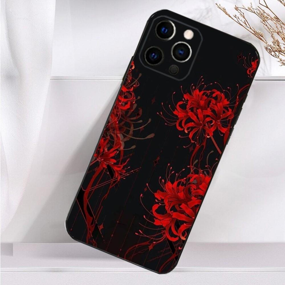 Чехол для телефона 'Красный паучий лилия' для iPhone 16,15,14,13,12,11 Plus,Pro Max,XS,X,XR,SE,Mini,8,7 Мягкий силиконовый черный чехол