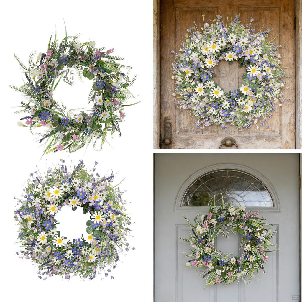 Artificial Door Wreath Floral Garland Decorative Hanging Ornament Spring Centerpiece Crafted with