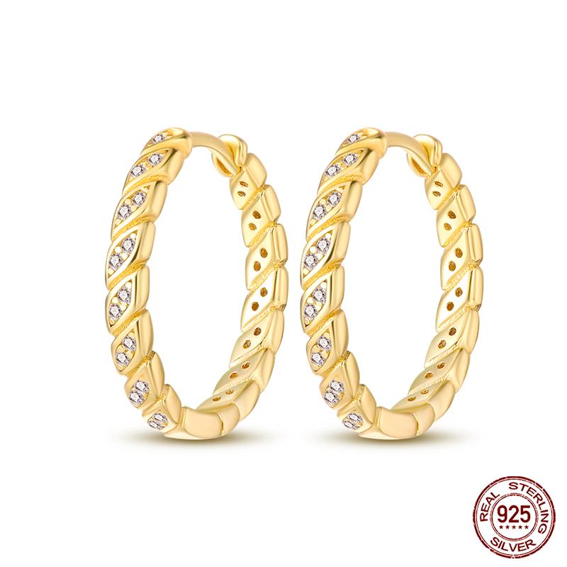 100% 925 Sterling Silver Rose Gold Heart Geometric Pave CZ Hoop Earrings for Women Wedding Engagement Birthday Jewelry Gift 2023