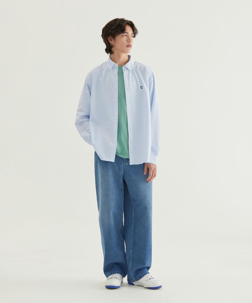 COVERNAT Coolmax® C Logo Oxford Stripe Shirt Green