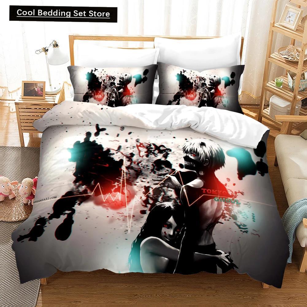3D Printed Cartoons Tokyo Ghoul Kaneki Ken Bedding Set Duvet Cover Double Twin Full Queen King Adult Kids Bedclothes Quilt Cover