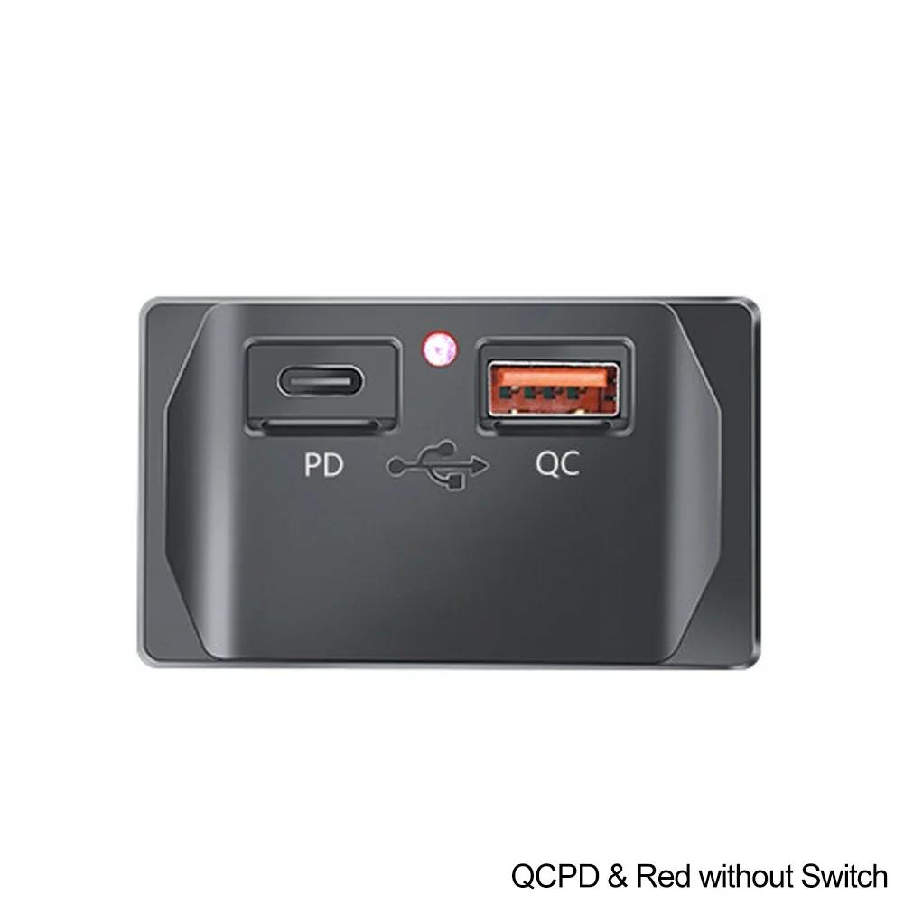 Автомобильное зарядное устройство QC 3.0 USB PD Type C, быстрое зарядное устройство 12 В-24 В с переключателем, светодиодная розетка, быстрая зарядка для мотоцикла, автофургона, Boa