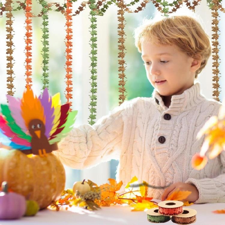 3 рулона лент с кленовыми листьями, зеленые, коричневые, оранжевые, декоративные ленты, ленты для рукоделия, лента для упаковки подарков, осенние ленты