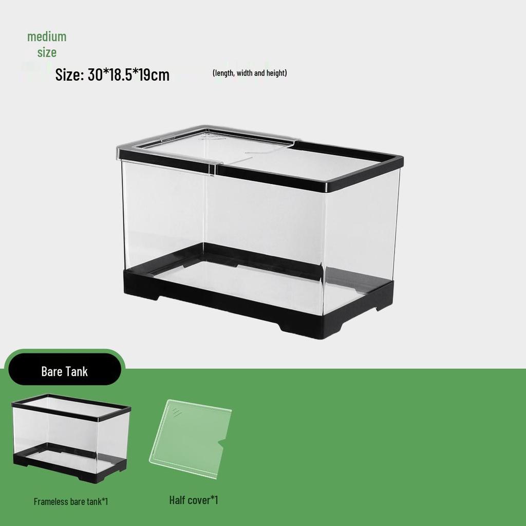 Компактный террариум для черепахи с платформой для обогрева - Элегантная настольная среда обитания с крышкой для экологичной гостиной