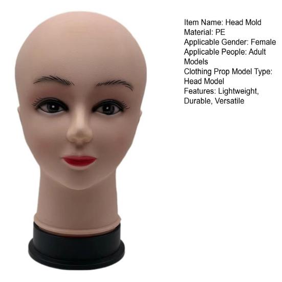 Bald Female Mannequin Head Professional Cosmetology for Wig Making Display Wigs Eyeglasses Hats Salon DIY Painting Display Holder