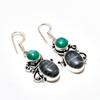 Ювелирные серьги с зебровой яшмой и малахитом 925 пробы, посеребренные, 1,70 дюйма