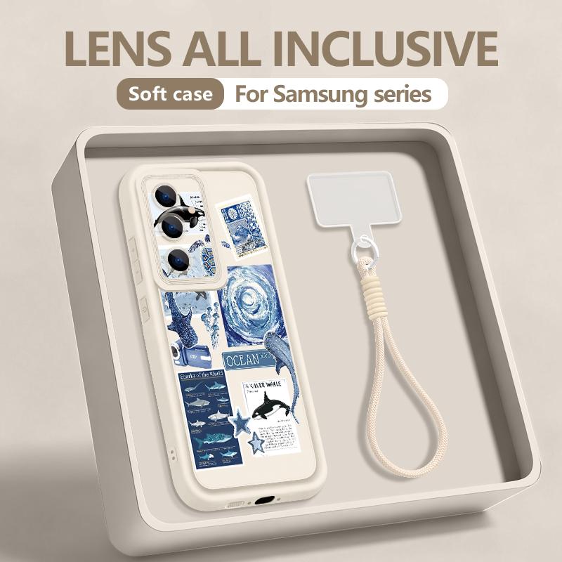 Чехол-ремешок на запястье для Samsung Galaxy S26 S24 S25 Ultra S23 S25 FE A57 A17 A37 A56 A16 A55 A54 A15 A25 Чехол для телефона Акула-кит