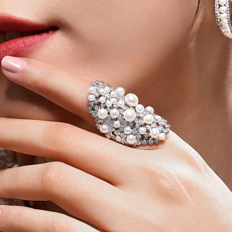 APM Monaco High-end personalized pearl design 925 silver ring for women A21086XPL