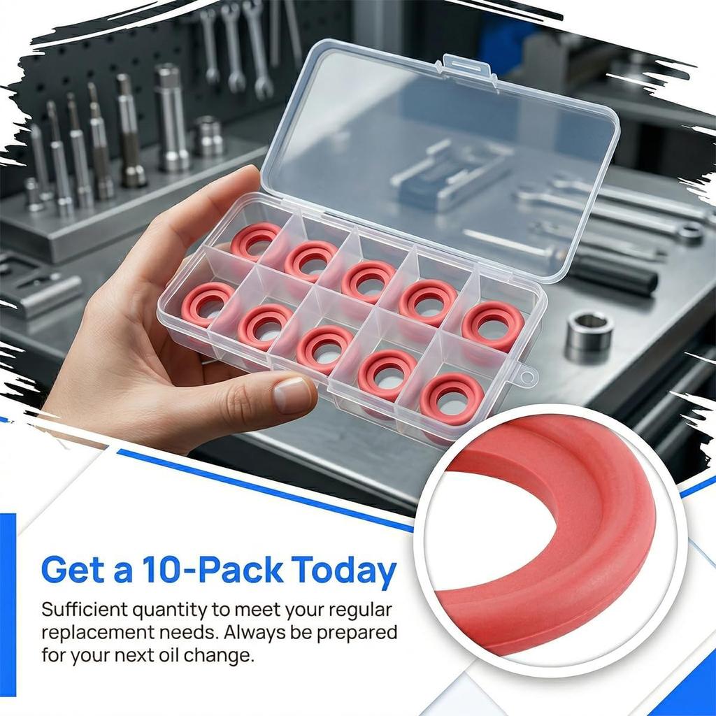 M14 10PCS Car Oil Drain Plug Gasket, OEM#12616850 Vehicle Engine Oil Pan Crush Washers, Automotive Sealing Gasket Replacement, Compatible with Escape
