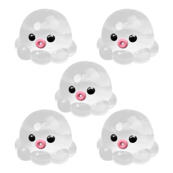Yousheng 1/5Pcs Stress Relief Octopus Toy Slow Rising Bubble Popping Octopus Squeeze Toy Soft TPR Transparent Octopus Fidget Sensory Toy