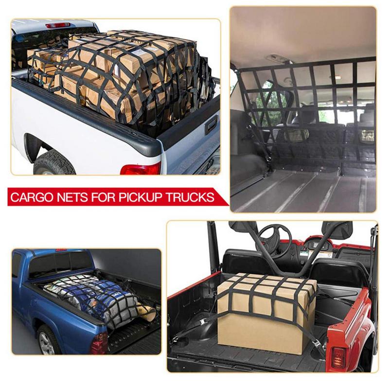 Сетка для багажника автомобиля на крыше, сетка для тяжелого груза, сетка для грузовика, прицепа, мусорного контейнера, удлиненные сетчатые чехлы, багажные сетки с 4 фиксированными ремнями