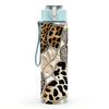 1PC Leopard Mixed Fur Pattern Print 750ml Color Plastic Sports Water Bottle Leakproof Flip Straw Lid Suitable for Sports Office Home Use