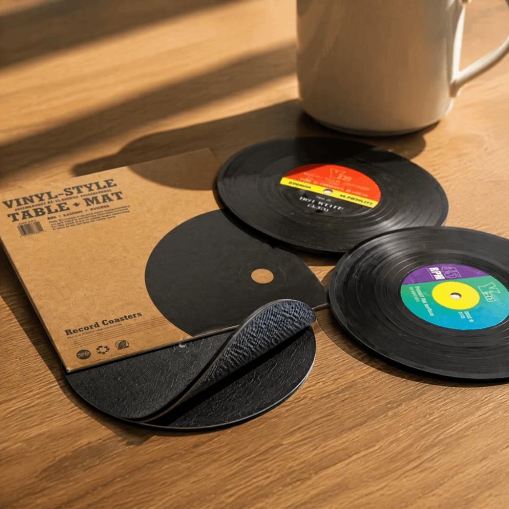 2pcs ABS Vinyl Record Coasters Black Music Disk Coasters Record Coasters for Housewarming Gift