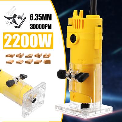 Дерево Ламинат Фрезер Электрический Триммер Деревообрабатывающий Инструмент 2200Вт 30000об/мин Набор Фрезерной Машины для Обрезки Резьбы Фрезерования для Деревообработки